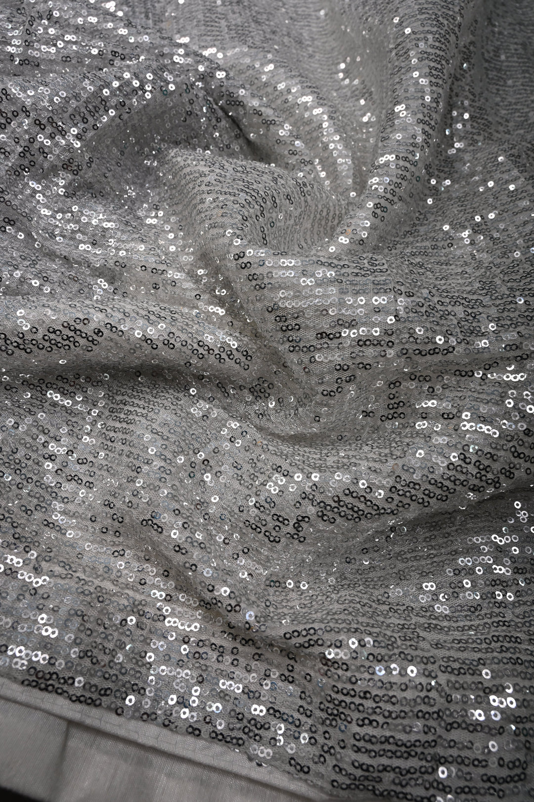 Ivory Full Sequins Embellished on Net Partywear Saree | SHOBITAM