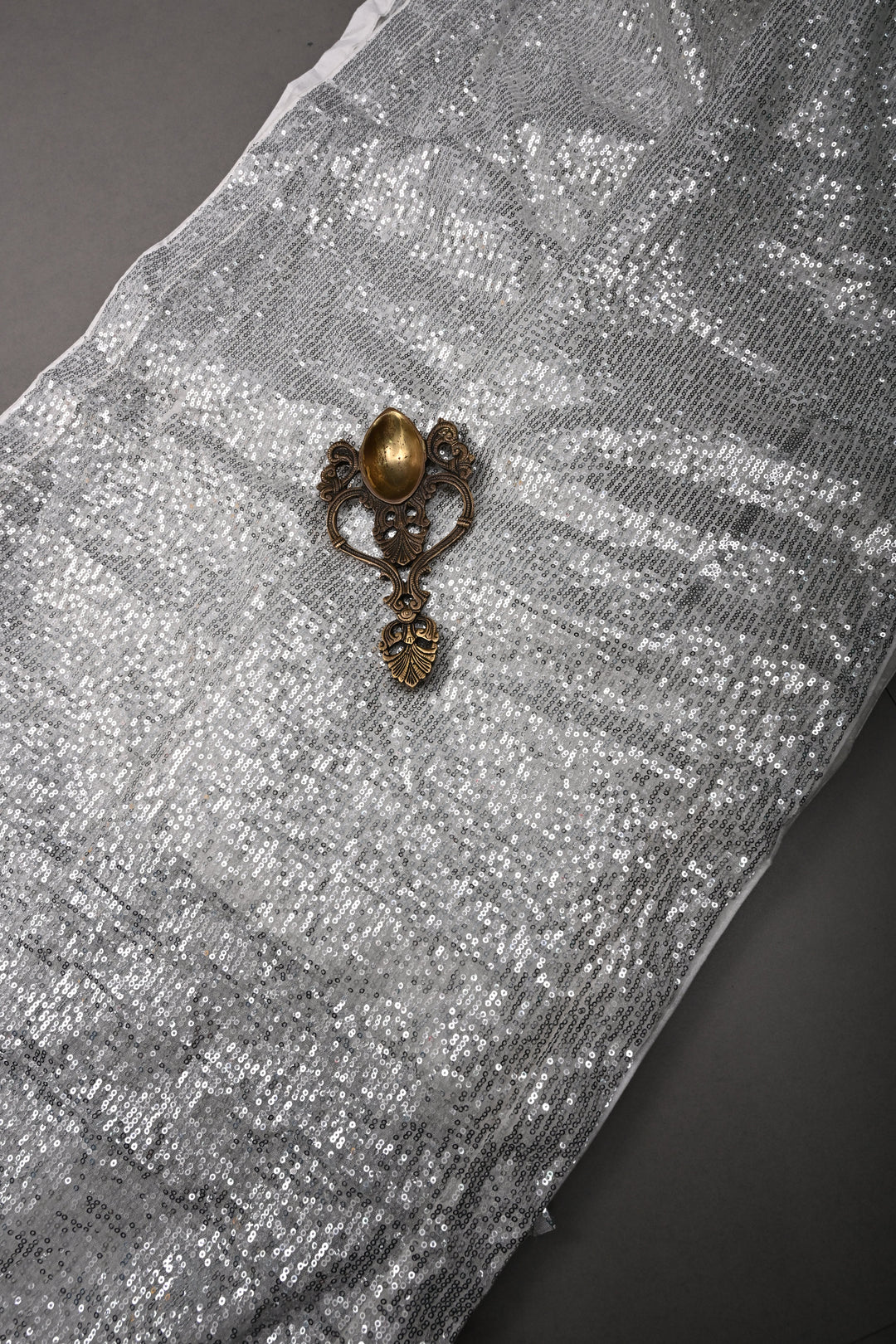 Ivory Full Sequins Embellished on Net Partywear Saree | SHOBITAM