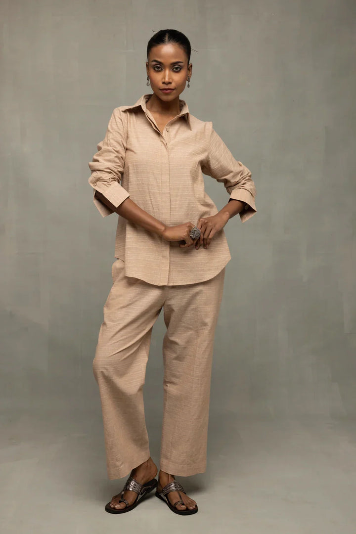 Beige Pure South Cotton Co-ord Set | SHOBITAM