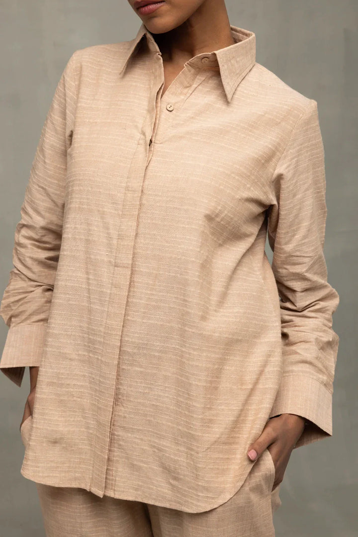 Beige Pure South Cotton Co-ord Set | SHOBITAM
