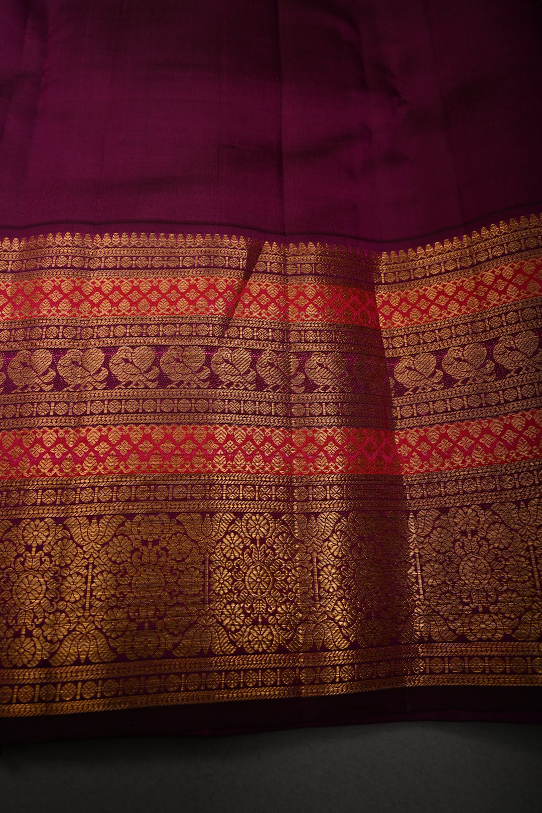 Chartreuse Korvai Pure Gadwal Silk Saree with Floral Zari Buttas and Contrast Zari Border | SILK MARK CERTIFIED | SHOBITAM