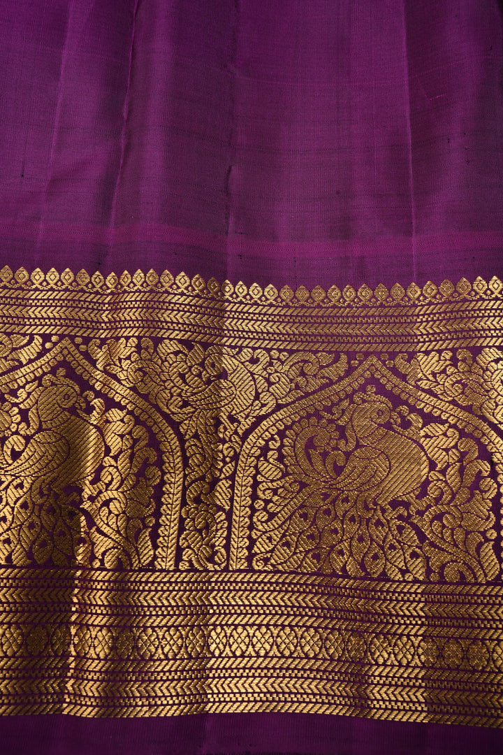 Methi Yellow Zari Checks Korvai Gadwal Silk Saree with Ganda Berunda Zari Buttas and Contrast Zari Border | SILK MARK CERTIFIED | SHOBITAM