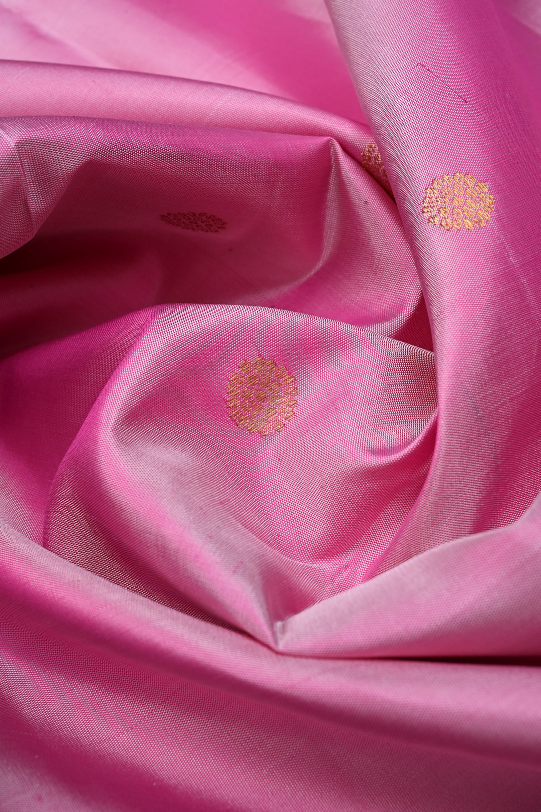 Frost Pink Gadwal Silk Saree with Zari Buttas and Wide Zari Border | SILK MARK CERTIFIED | SHOBITAM