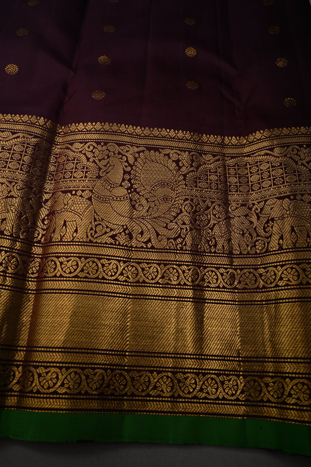 Thistle Pink Korvai Pure Gadwal Silk Saree with Zari Buttas and Contrast Wide Zari Border | SILK MARK CERTIFIED | SHOBITAM