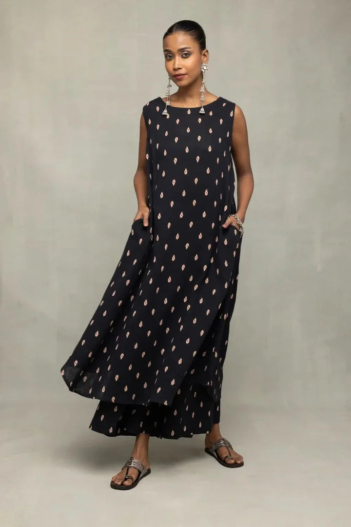 Black Oval Dot Pure Cotton Co-Ord Set | SHOBITAM
