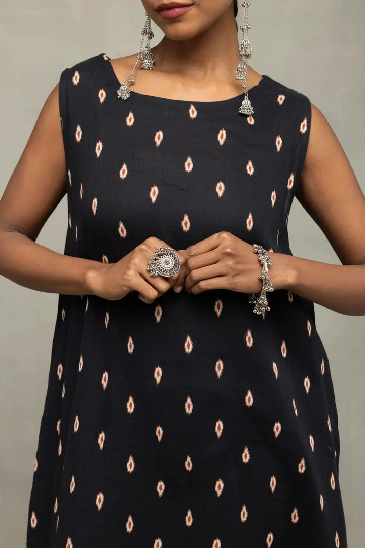 Black Oval Dot Pure Cotton Co-Ord Set | SHOBITAM