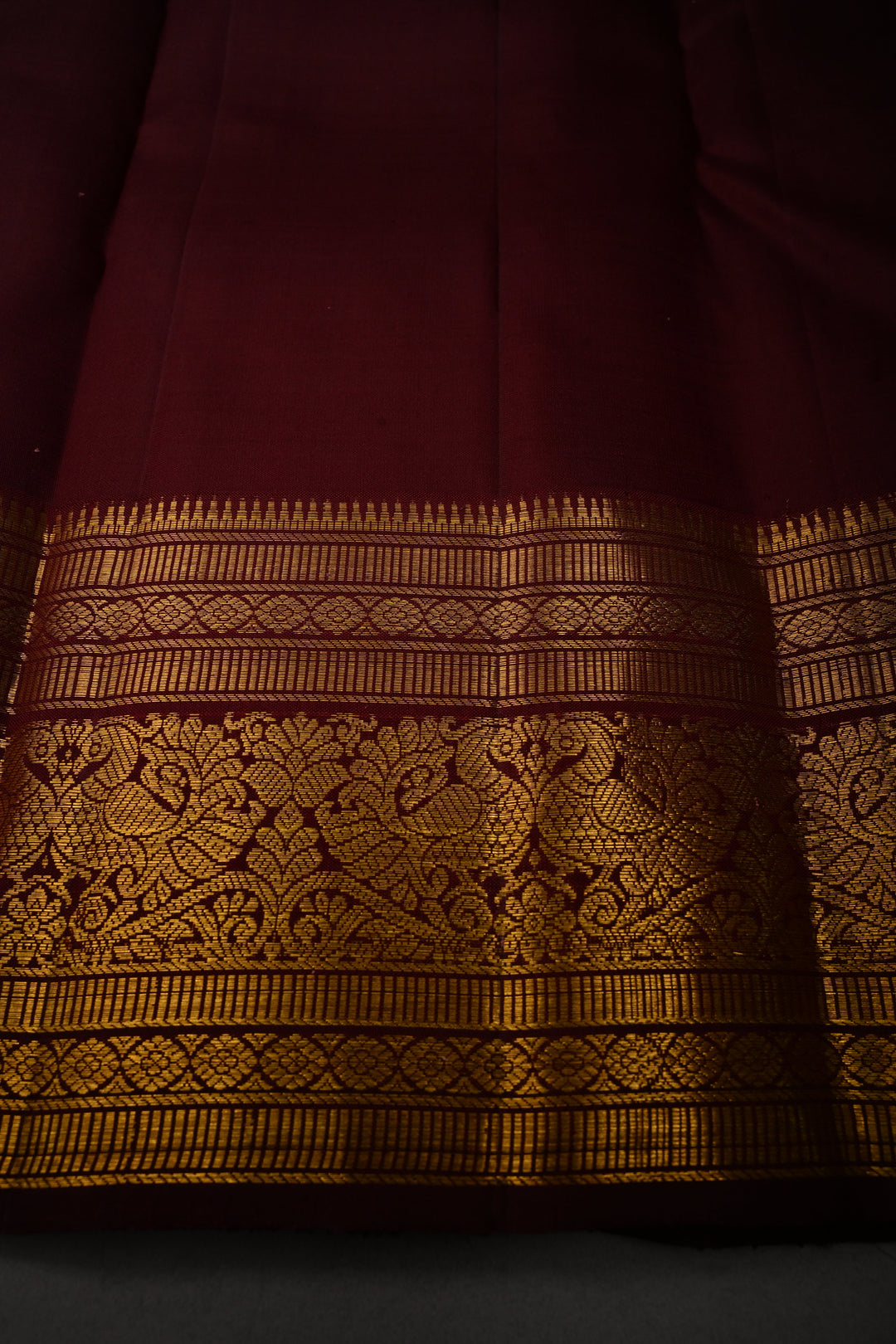 Rust Orange Pure Kanjivaram Silk Saree with Zari Buttas and Contrast Zari Border | SILK MARK CERTIFIED | SHOBITAM