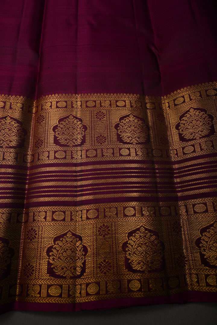 Blue-Black Pure Kanjivaram Silk Saree with Zari Buttas and Contrast Zari Border | SILK MARK CERTIFIED | SHOBITAM
