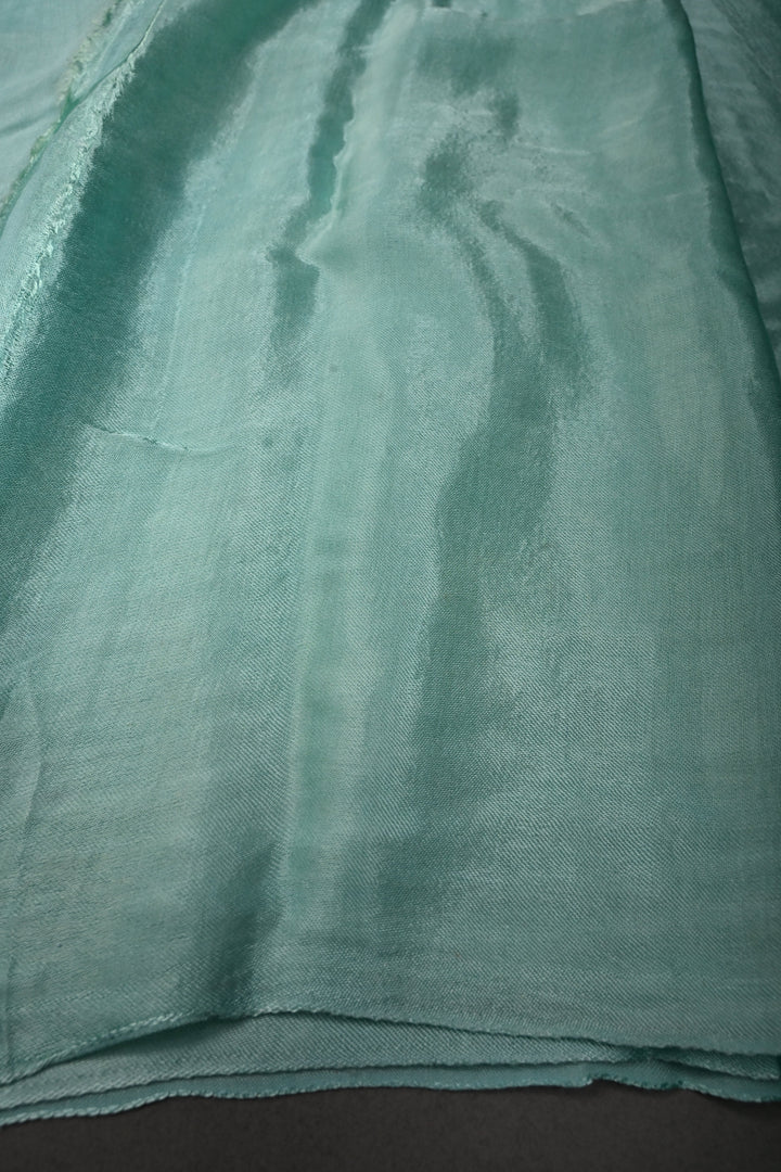 Mint Borderless Modal Silk Saree with Lagda Patta Crushed Pallu | SHOBITAM