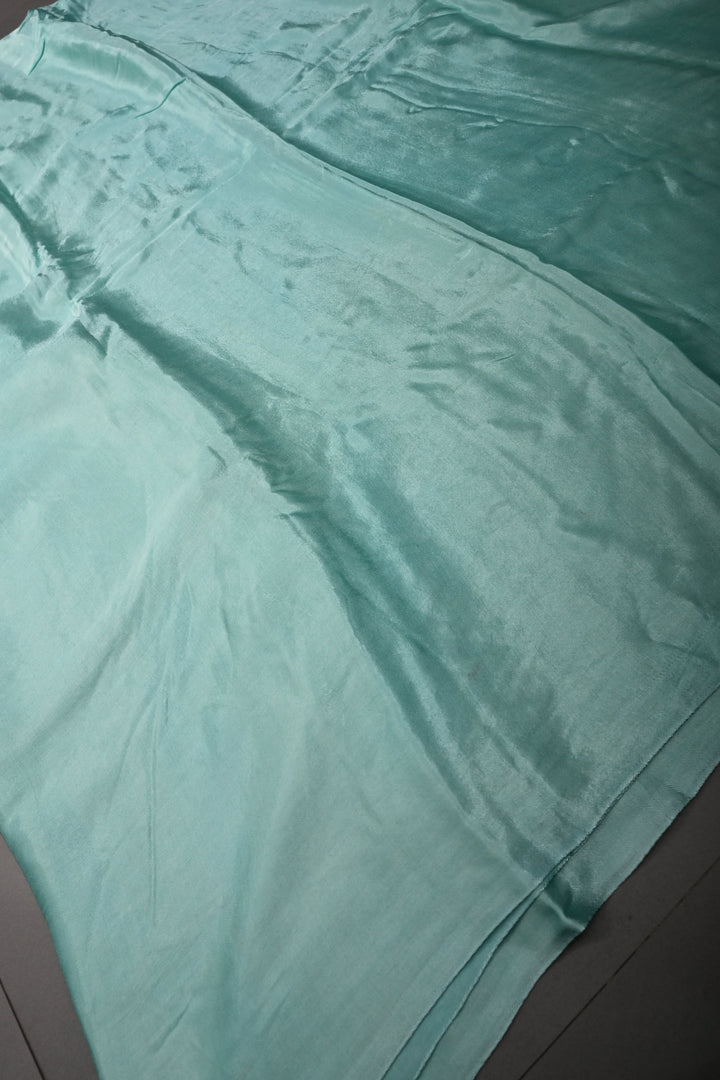 Mint Borderless Modal Silk Saree with Lagda Patta Crushed Pallu | SHOBITAM