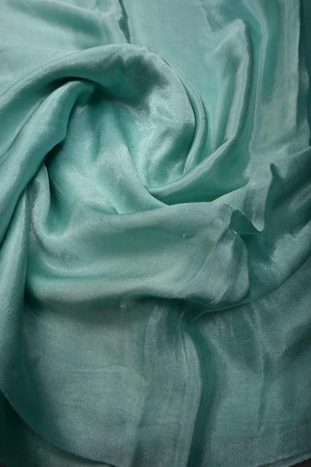 Mint Borderless Modal Silk Saree with Lagda Patta Crushed Pallu | SHOBITAM