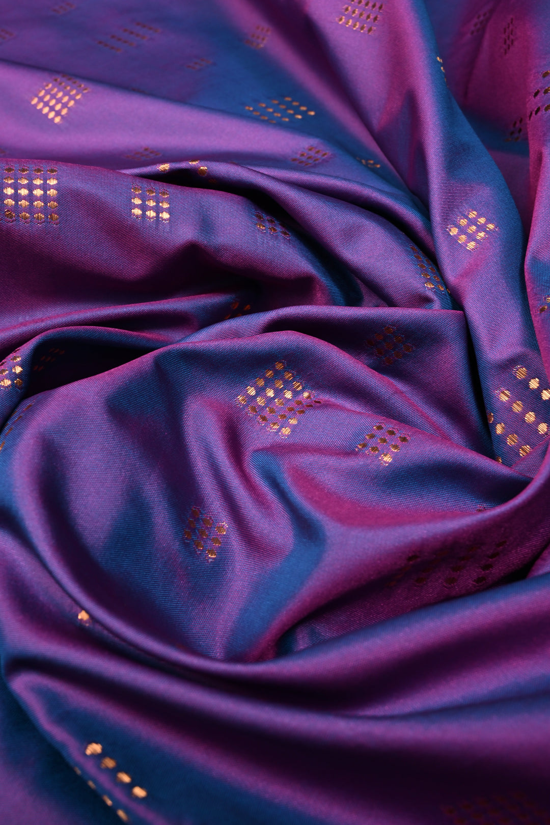 Purple Dual tone Kanchi Semi Silk Saree with Zari Buttas and Mandala Motifs on Zari Border | SHOBITAM