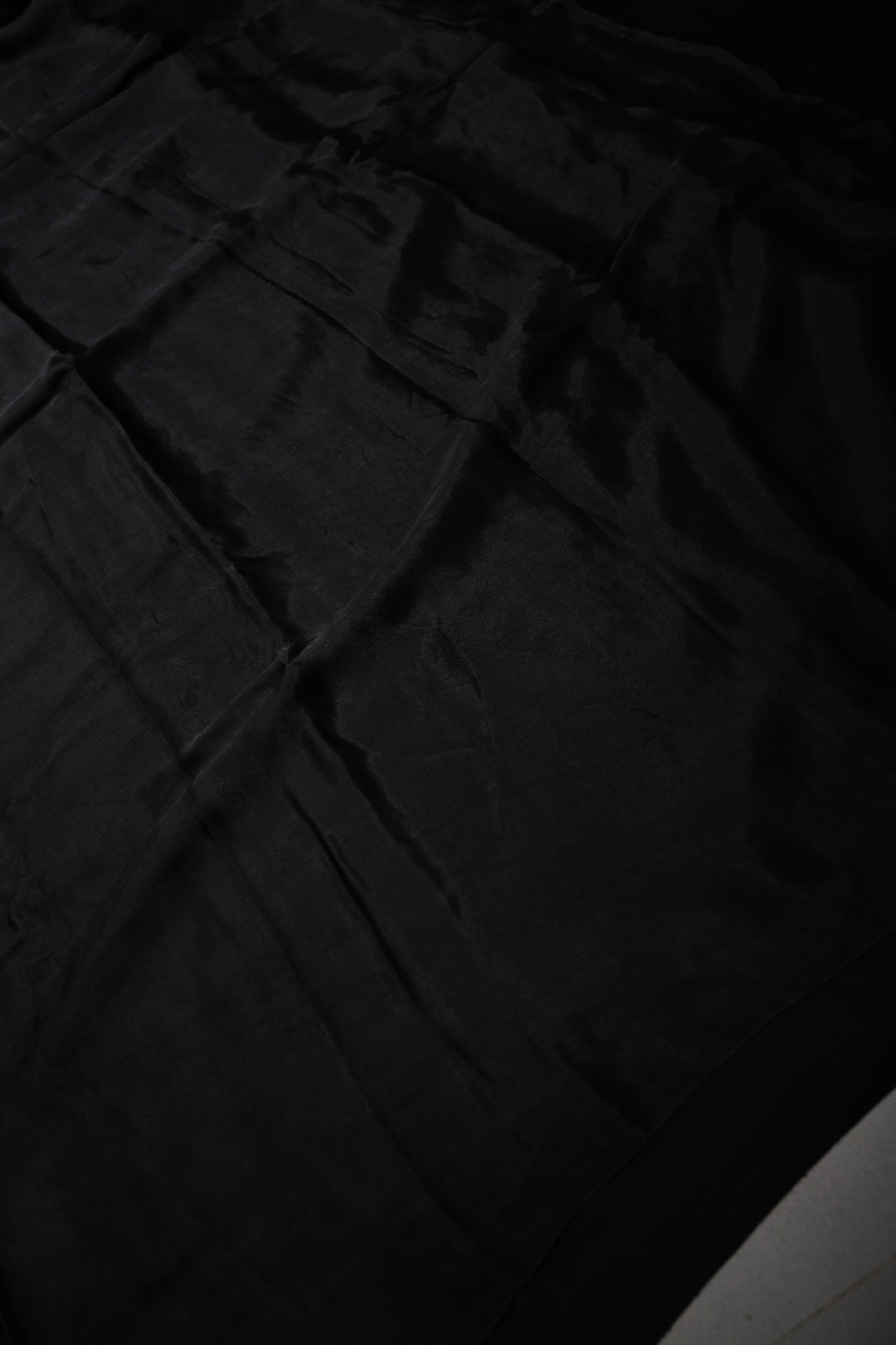 Black Borderless Modal Silk Saree with Lagda Patta Crushed Pallu | SHOBITAM