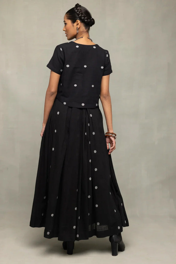 Black Polka Jamdani Skord | SHOBITAM