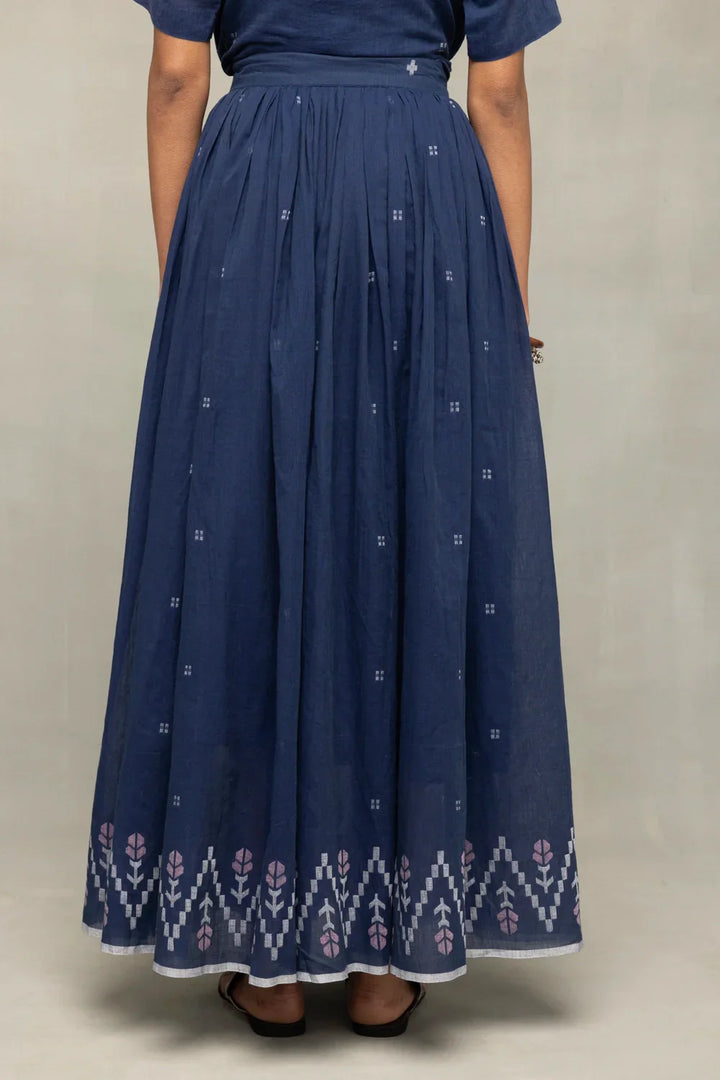Navy Blue Meadow Jamdani Skord | SHOBITAM