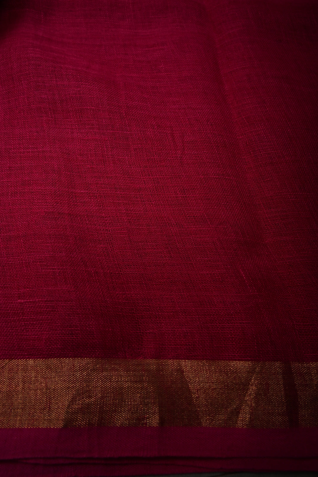 Rani Pink Handloom Linen with Paithani Border Saree | SHOBITAM