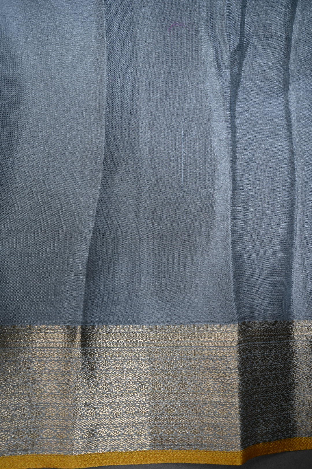 Powder Blue Mysore Silk Saree with Meenakari Floral Brocade and Zari Border in KSIC Grade Thickness | SILK MARK CERTIFIED | SHOBITAM