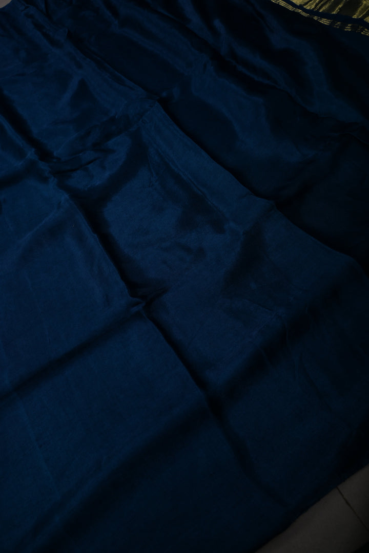 // color correction// Peacock Blue Borderless Modal Silk Saree with Lagda Patta Crushed Pallu | SHOBITAM