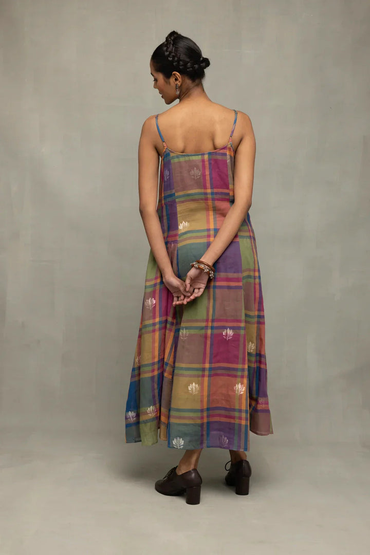 Multicolor Golden Shalpa Jamdani Dress | SHOBITAM