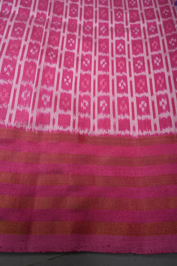 Purple Dual Tone Pochampally Ikkat Pure Silk Saree with Brocade and Panel Design on Tissue Stripes Border | SILK MARK CERTIFIED | SHOBITAM