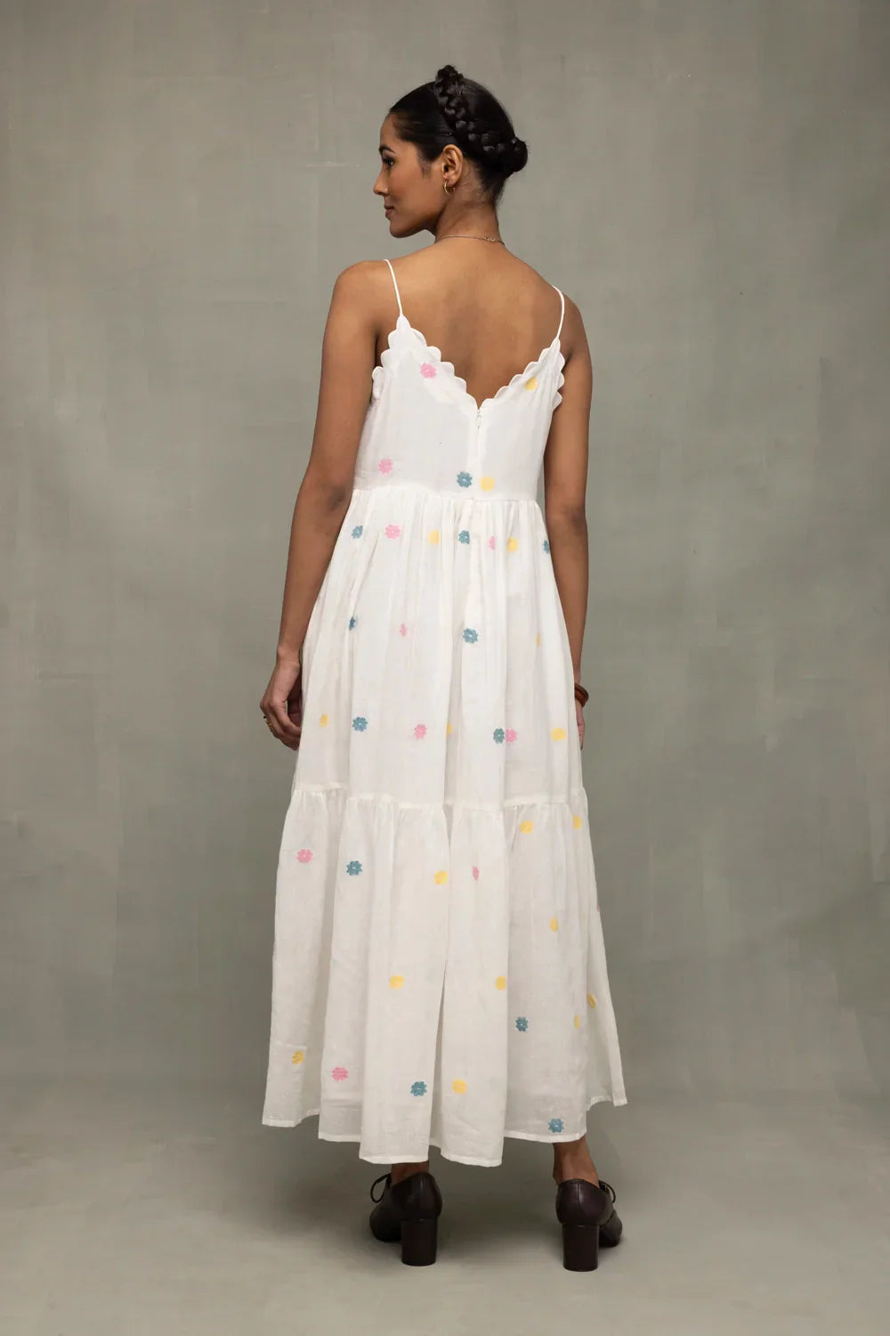 White Gulrang Pure Cotton Jamdani Dress | SHOBITAM