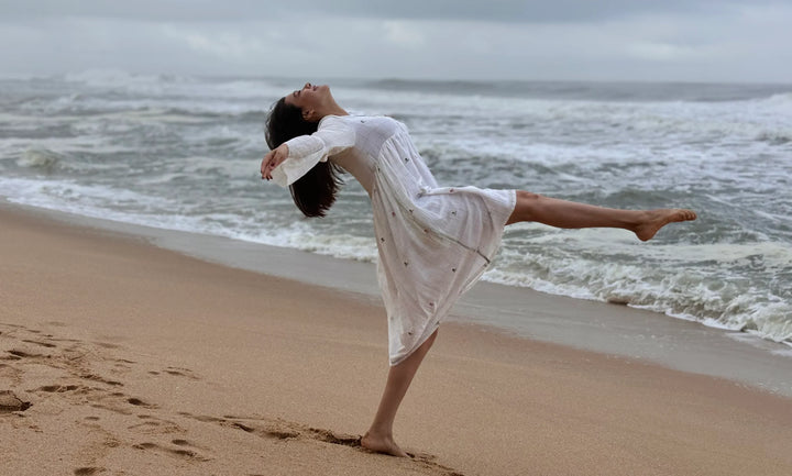 Spring Serenade White Jamdani Dress | SHOBITAM