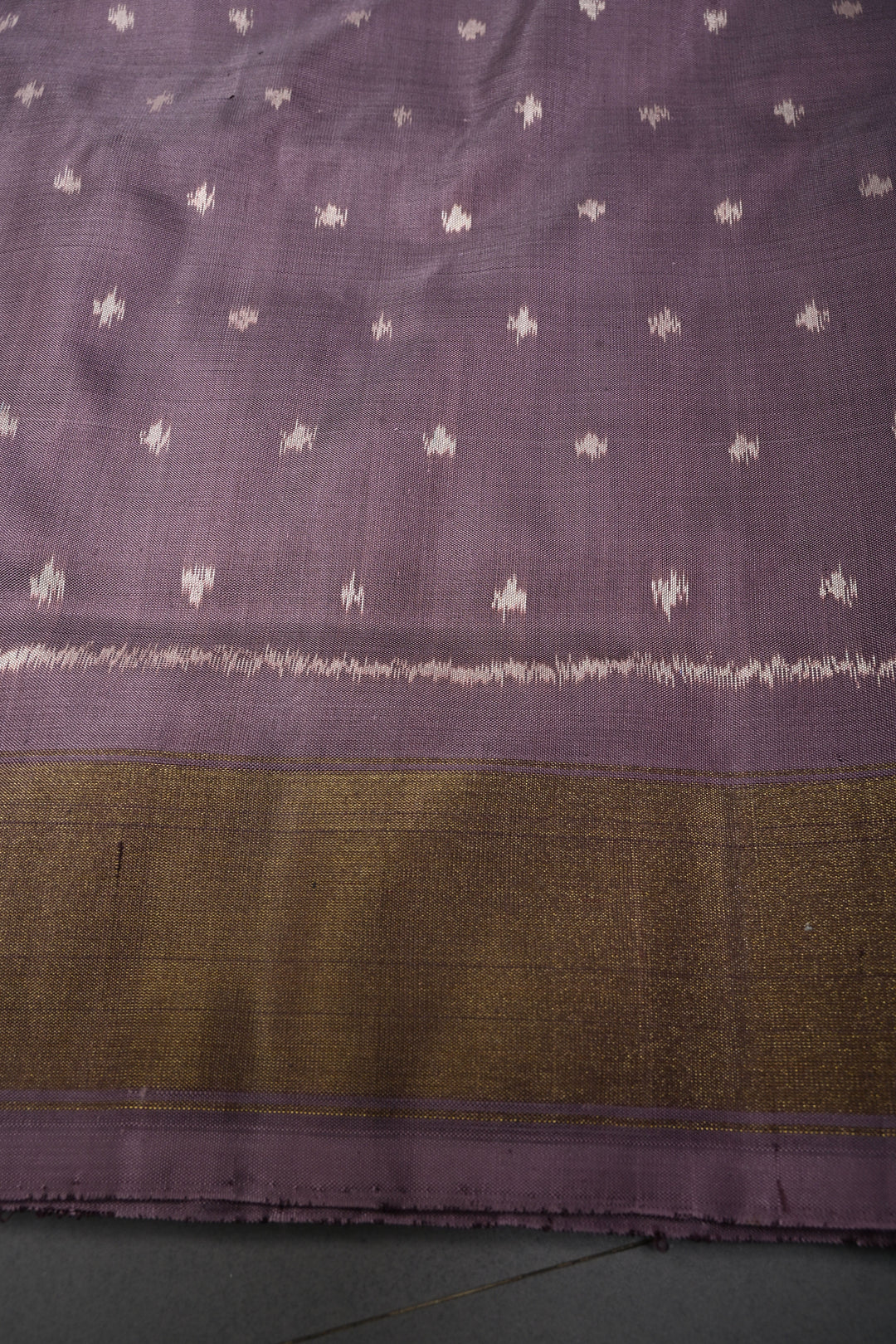 Mauve Pochampally Ikkat Pure Silk Saree with Multiple Panel Design and Tissue Border | SILK MARK CERTIFIED | SHOBITAM
