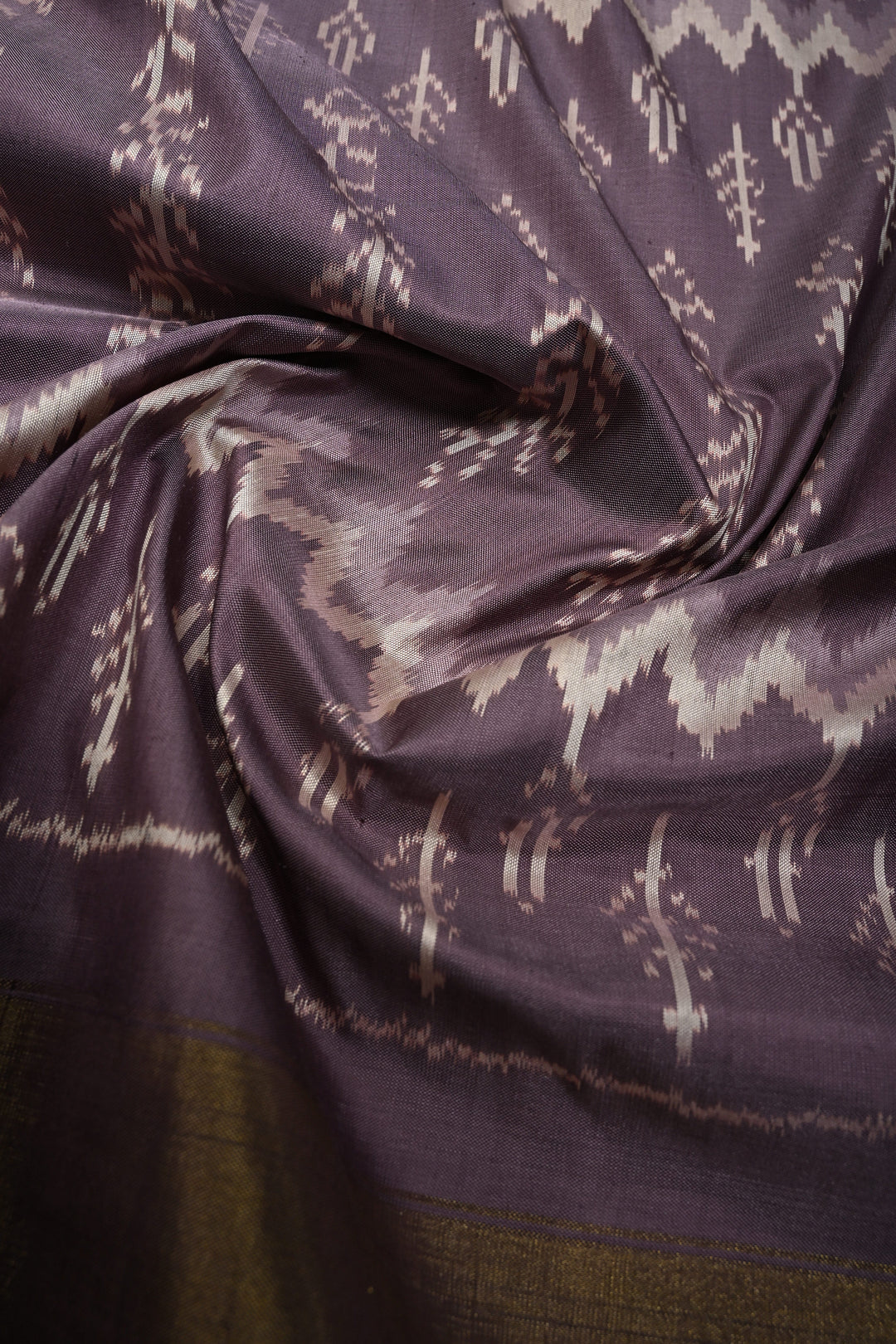 Mauve Pochampally Ikkat Pure Silk Saree with Multiple Panel Design and Tissue Border | SILK MARK CERTIFIED | SHOBITAM