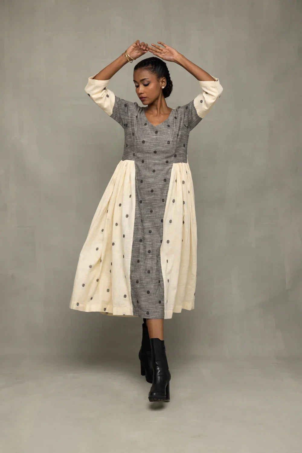 Greyscape South Cotton Dress | SHOBITAM