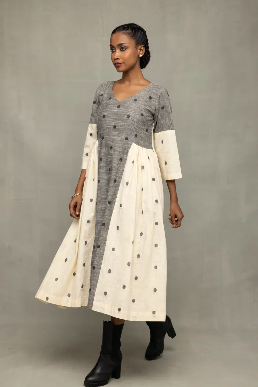 Greyscape South Cotton Dress | SHOBITAM