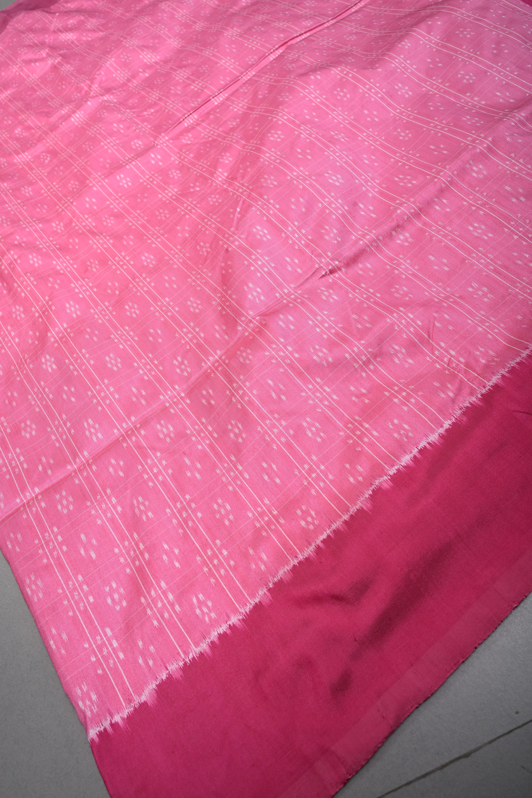 Pink Pochampally Ikkat Pure Silk Saree with Brocade and Border | SILK MARK CERTIFIED | SHOBITAM