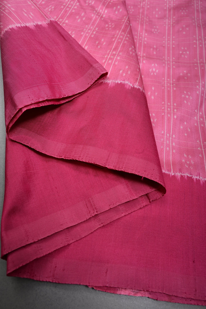 Pink Pochampally Ikkat Pure Silk Saree with Brocade and Border | SILK MARK CERTIFIED | SHOBITAM