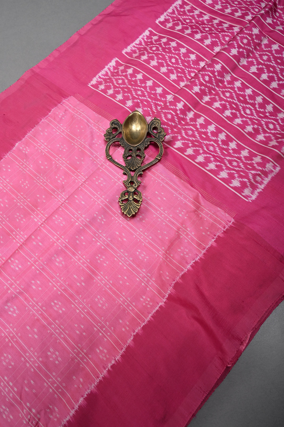 Pink Pochampally Ikkat Pure Silk Saree with Brocade and Border | SILK MARK CERTIFIED | SHOBITAM