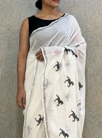 KalaGhoda -Hand Block Print Designer Cotton Saree | SHOBITAM