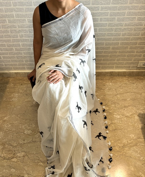 KalaGhoda -Hand Block Print Designer Cotton Saree | SHOBITAM