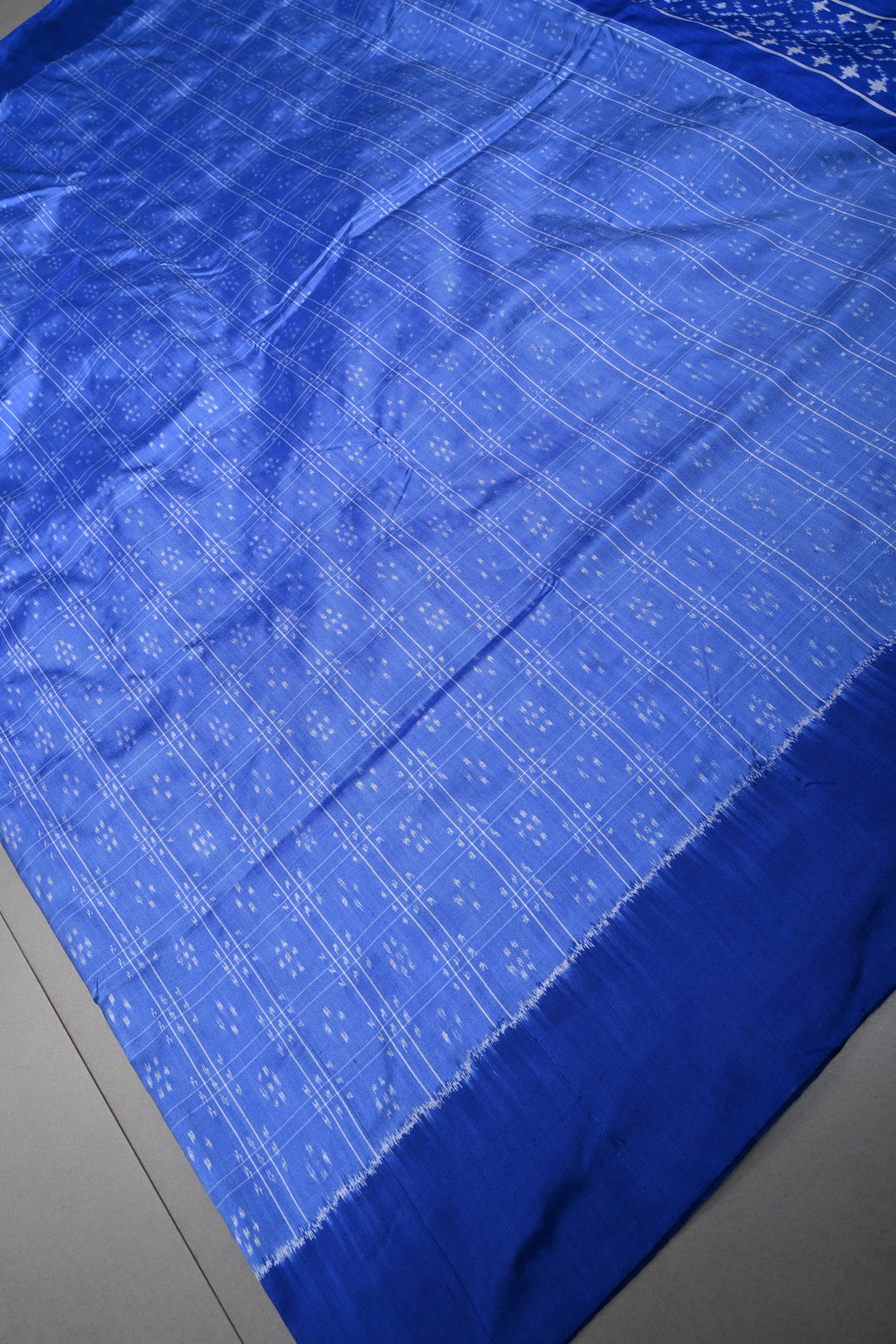 Periwinkle Pochampally Ikkat Pure Silk Saree with Brocade and Border | SILK MARK CERTIFIED | SHOBITAM