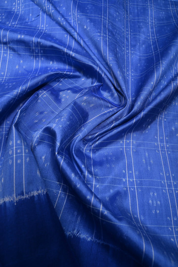 Periwinkle Pochampally Ikkat Pure Silk Saree with Brocade and Border | SILK MARK CERTIFIED | SHOBITAM