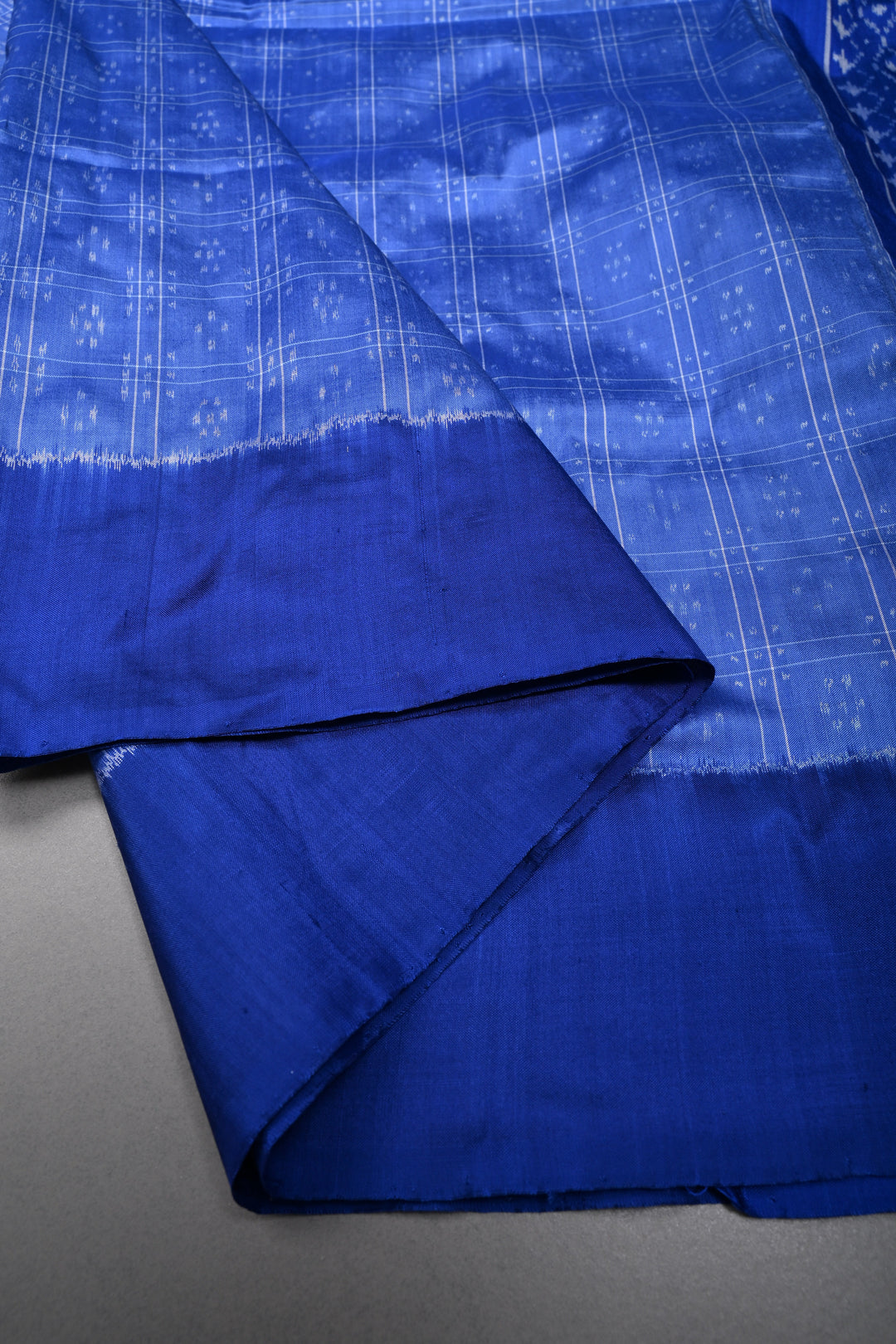 Periwinkle Pochampally Ikkat Pure Silk Saree with Brocade and Border | SILK MARK CERTIFIED | SHOBITAM