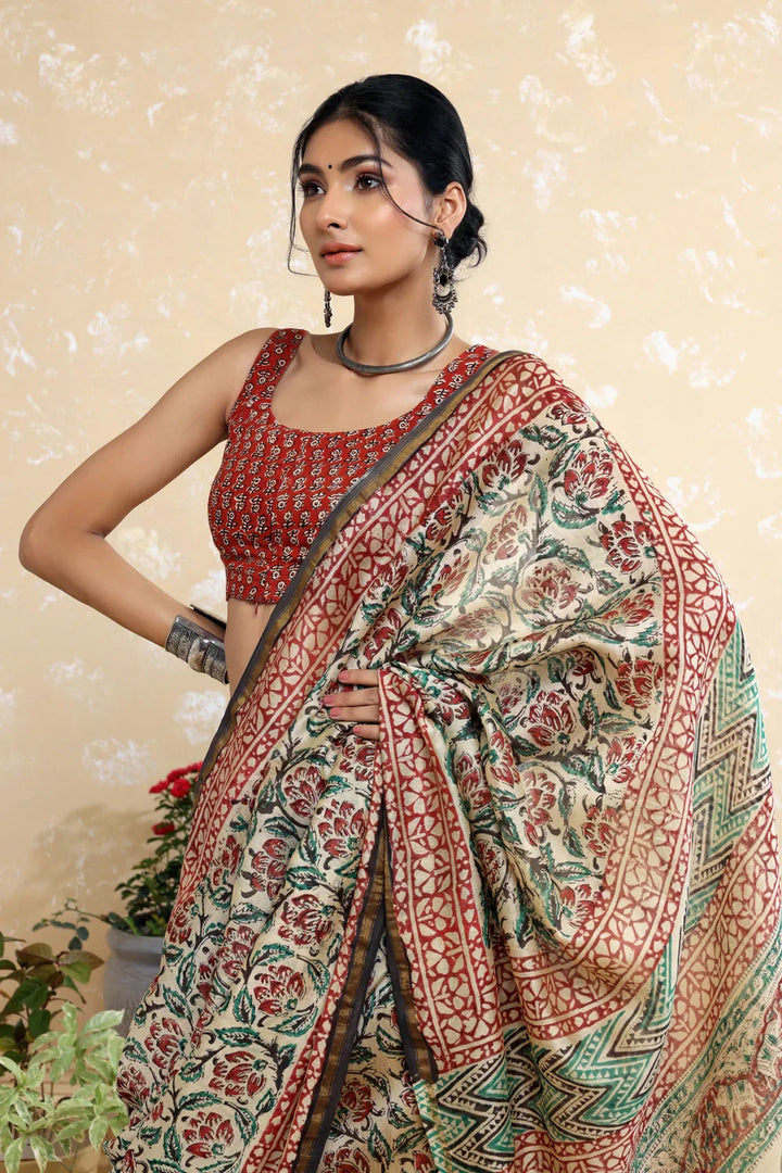 Flora Block Print Blouse | SHOBITAM
