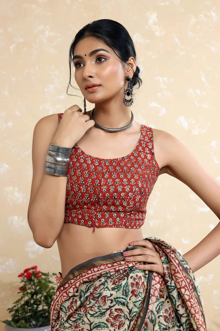 Flora Block Print Blouse | SHOBITAM