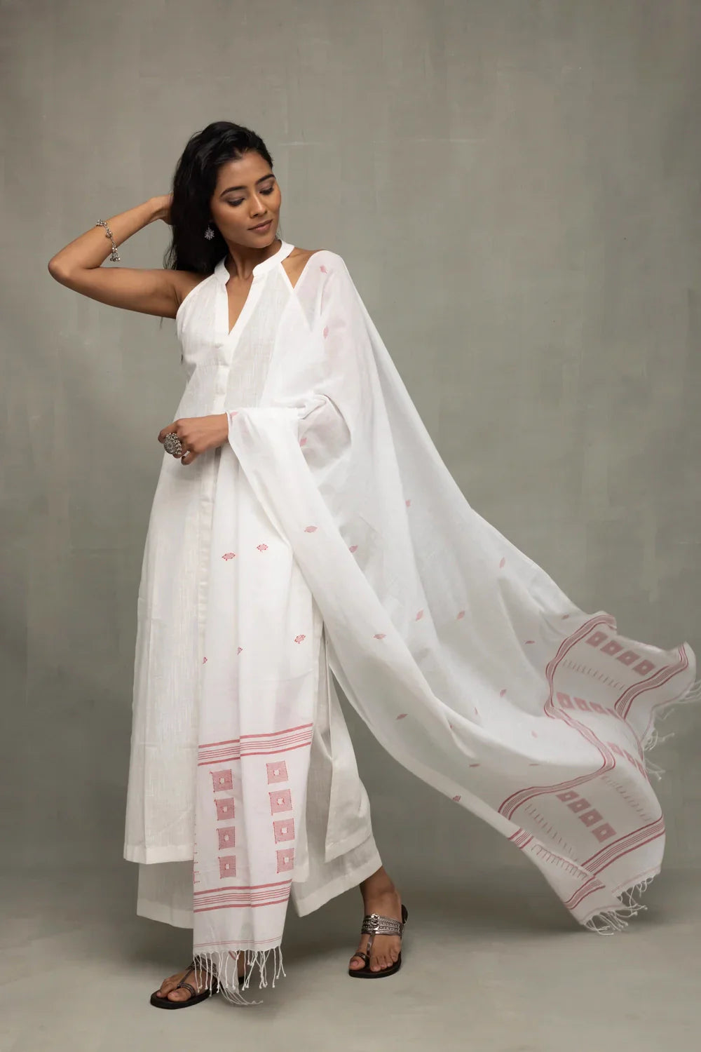 White Slub Cotton Co-Ord Set | SHOBITAM