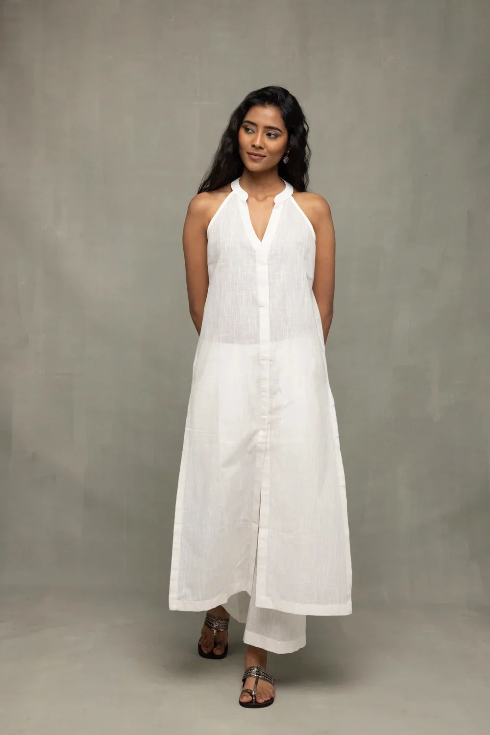 White Slub Cotton Co-Ord Set | SHOBITAM