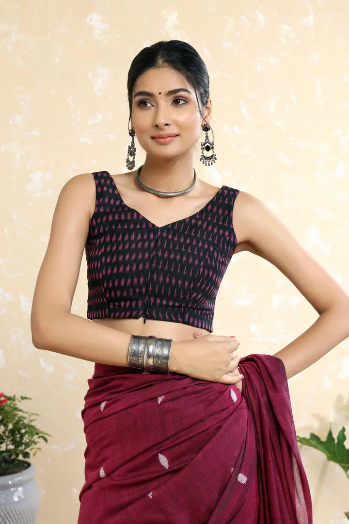 Plum Ikkat Blouse | Shobitam