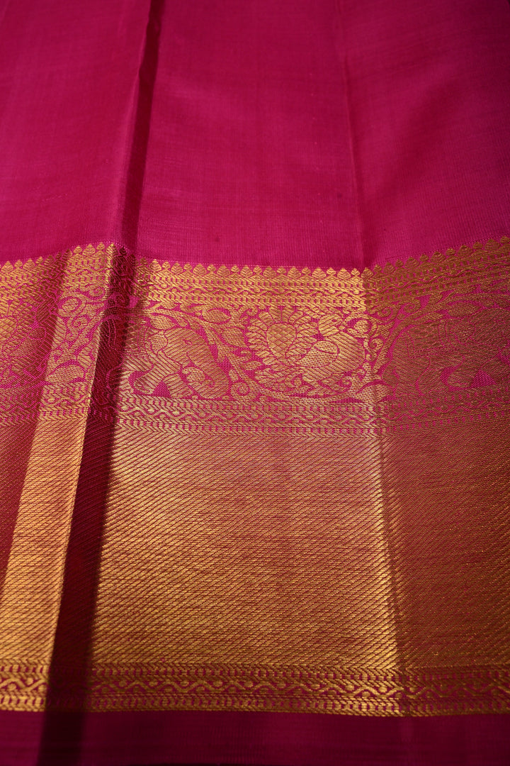 Purple Dual tone Self Brocade on Kanjivaram Pure Silk Saree with Zari Buttas and Zari Border | SILK MARK CERTIFIED | SHOBITAM