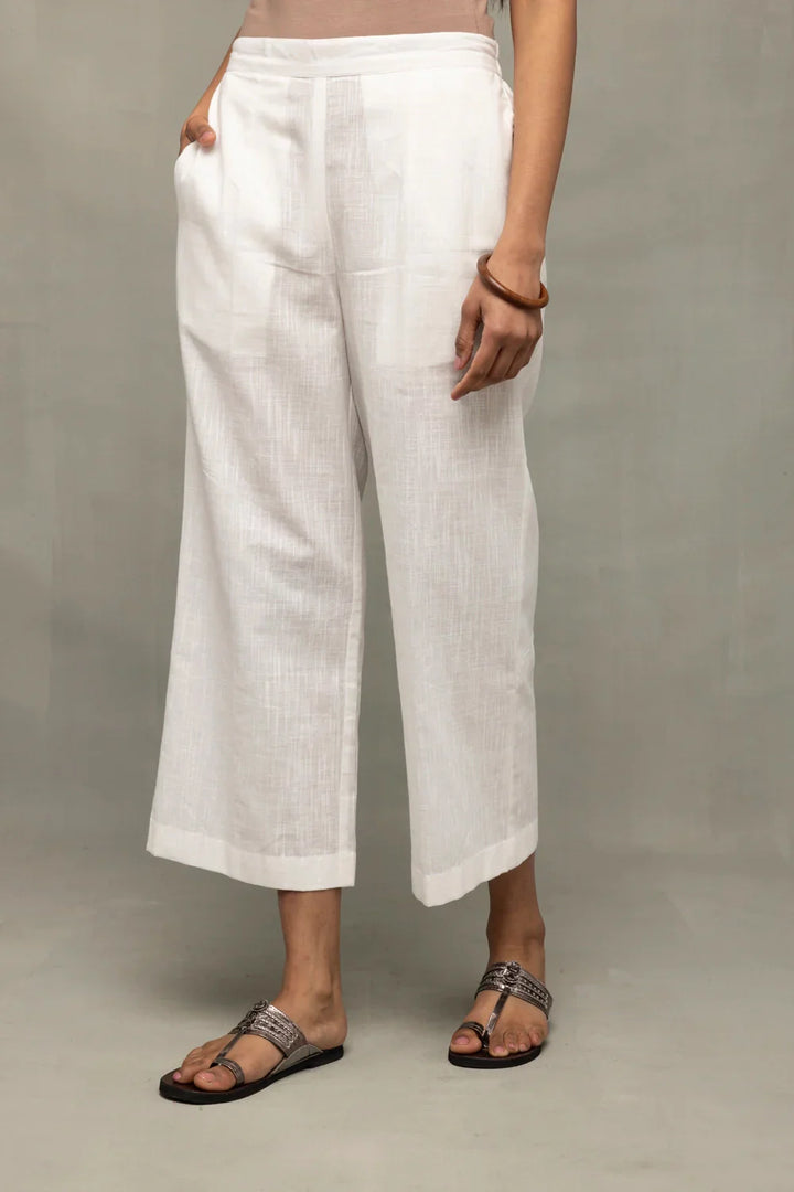 White Slub Cotton Co-Ord Set | SHOBITAM