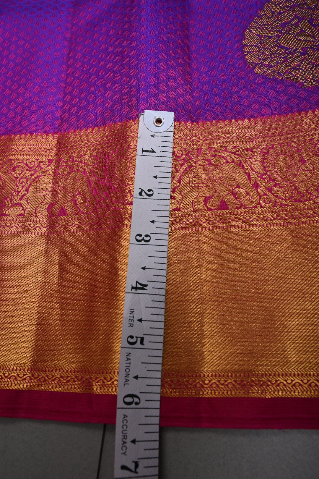 Purple Dual tone Self Brocade on Kanjivaram Pure Silk Saree with Zari Buttas and Zari Border | SILK MARK CERTIFIED | SHOBITAM