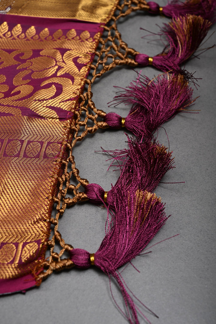 Rose Pink Kanjivaram Soft Semi Tissue Silk Saree with Meenakari Floral Jaal and Contrast Zari Border | SHOBITAM