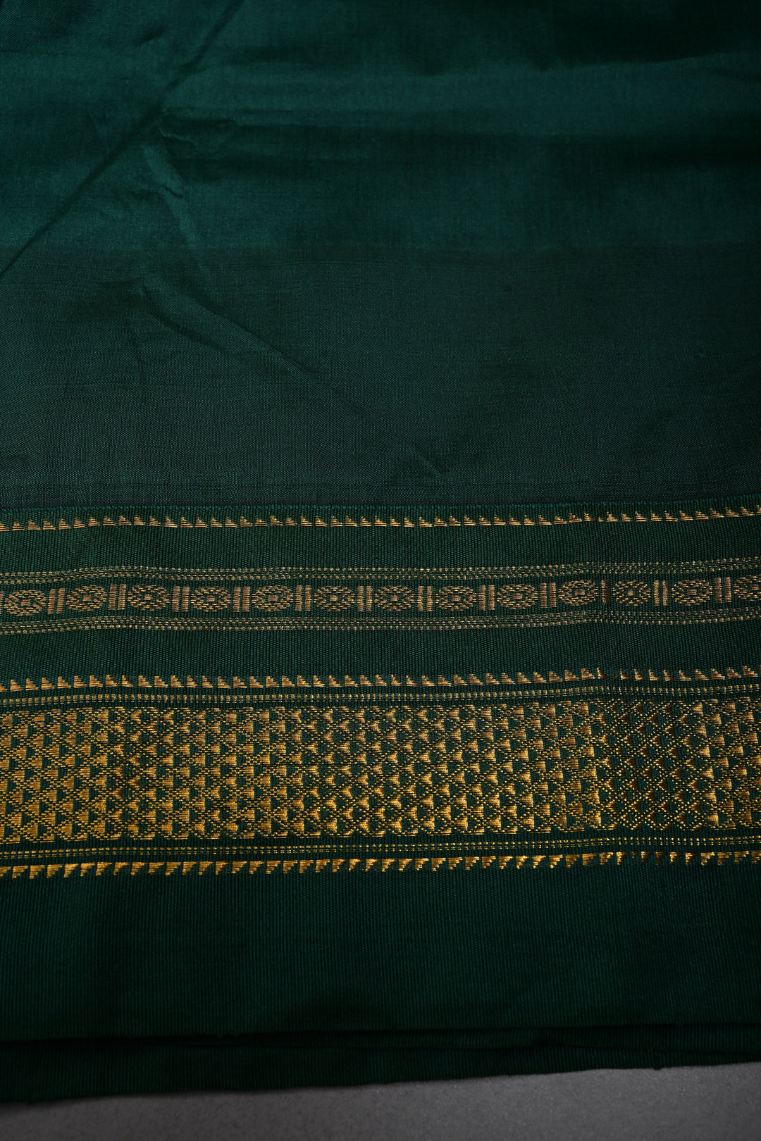 Orange Ilkal Weave Mercerized Bagalkote Cotton Saree with Temple Panel on Contrast Zari Border | SHOBITAM