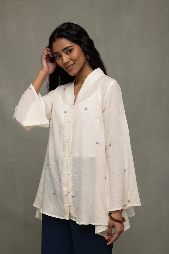 Ivory Breeze Jamdani Top | SHOBITAM