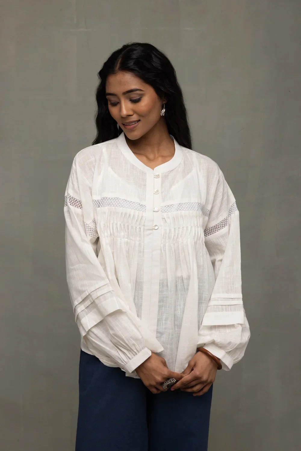 White Breezy Relaxed Fit Top | SHOBITAM